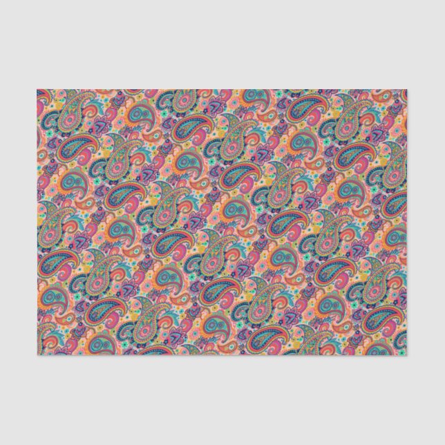 Papier Mousseline Arc-en-ciel lumineux Paisley (Recto)