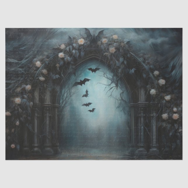 Papier Mousseline Arche gothique d'Halloween éffrayante avec chauves (Recto)