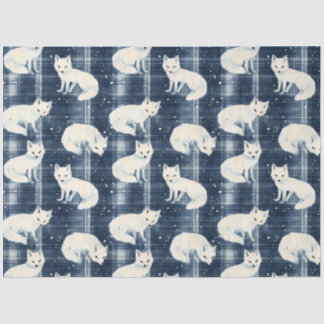 Papier Mousseline Arctic Fox Winter Christmas Tartan Plaid Motif 2