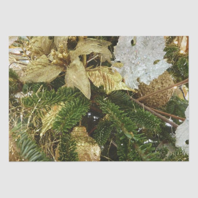 Papier Mousseline Argent et or Noël Arbre II (Recto)