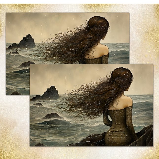 PAPIER MOUSSELINE ARIEL REGARDE LE PAPIER DE TISSU DÉCOUPAGE DE LA M (ARIEL LOOKS TO THE SEA DECOUPAGE TISSUE PAPER)