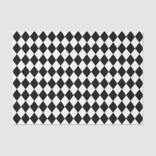 Papier Mousseline Arlequin noir et blanc Alice au pays des merveille