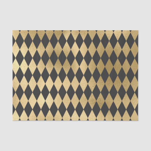 Papier Mousseline Arlequin noir gris foncé Rhombus géométriques (Recto)