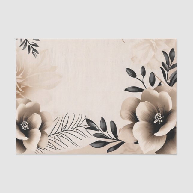 Papier Mousseline Arrière - plan beige délicat avec fleurs (Recto)