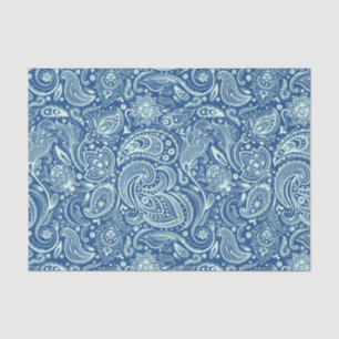 Papier Mousseline Arrière - plan bleu personnalisé Paisley à la ment
