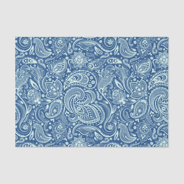 Papier Mousseline Arrière - plan bleu personnalisé Paisley à la ment (Recto)