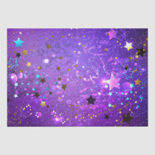 Papier Mousseline Arrière - plan de feuille violet avec étoiles