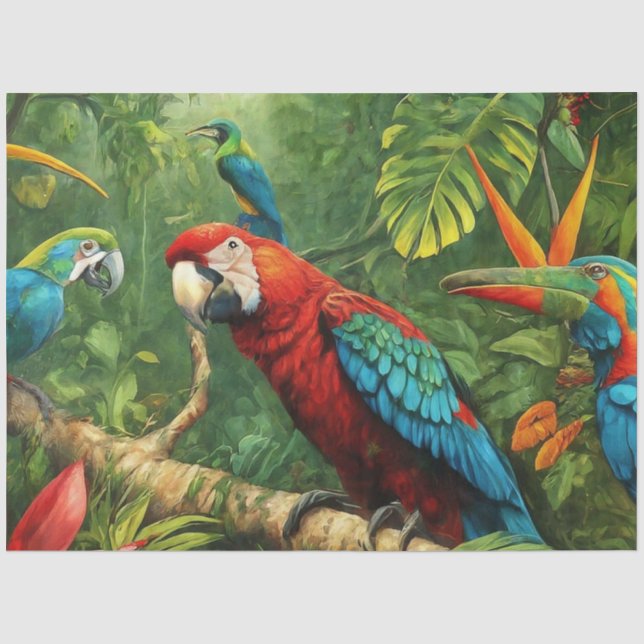 Papier Mousseline Arrière - plan tropical avec découpage de perroque (Recto)