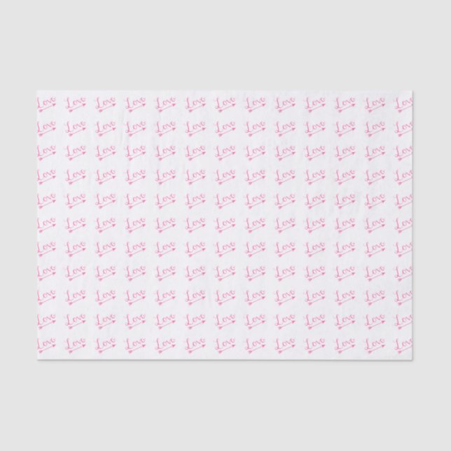 Papier Mousseline Arrow d'amour rose et blanc Saint Valentin (Recto)