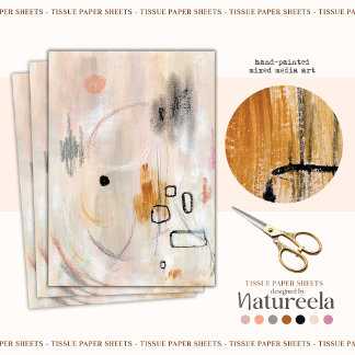 Papier Mousseline Art abstrait neutre beige Papier de tissus