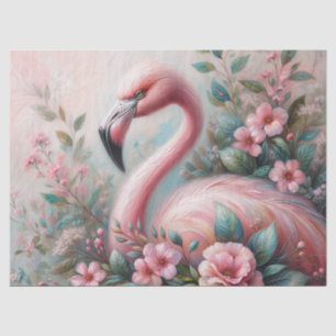 Papier Mousseline Art botanique floral de flamingo