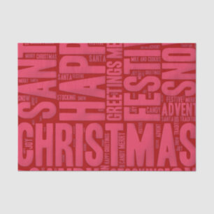 Papier Mousseline Art de Noël rose et rouge