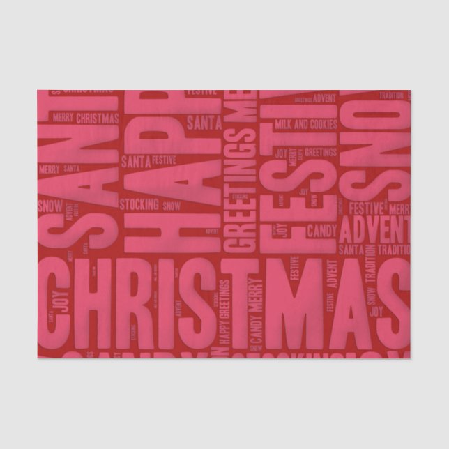 Papier Mousseline Art de Noël rose et rouge (Recto)