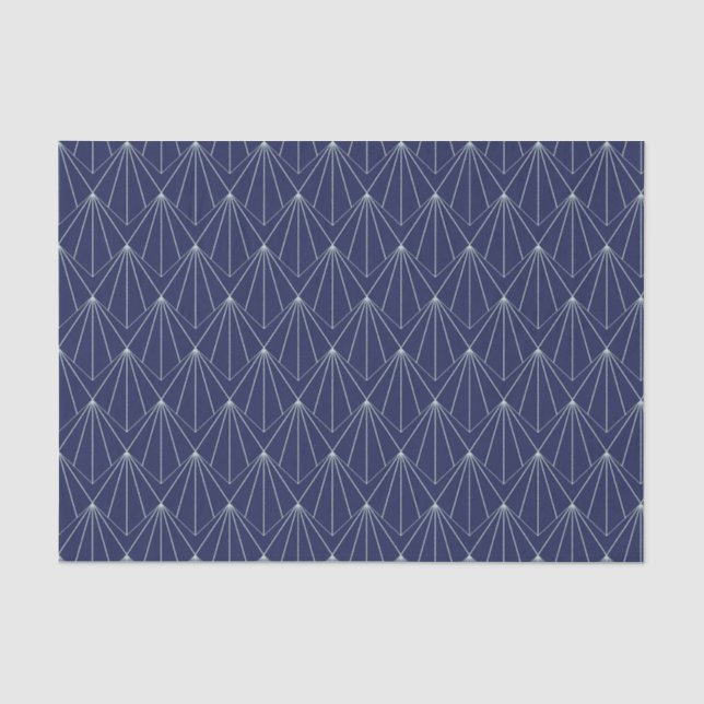 Papier Mousseline Art Déco Abstrait Motif géométrique Bleu foncé (Recto)