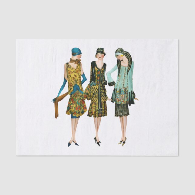 Papier Mousseline Art déco Femmes des années 1920 dans la ville (Recto)