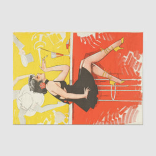 Papier Mousseline Art Déco Flapper Dancing Bar Scene 1920's Gatsby