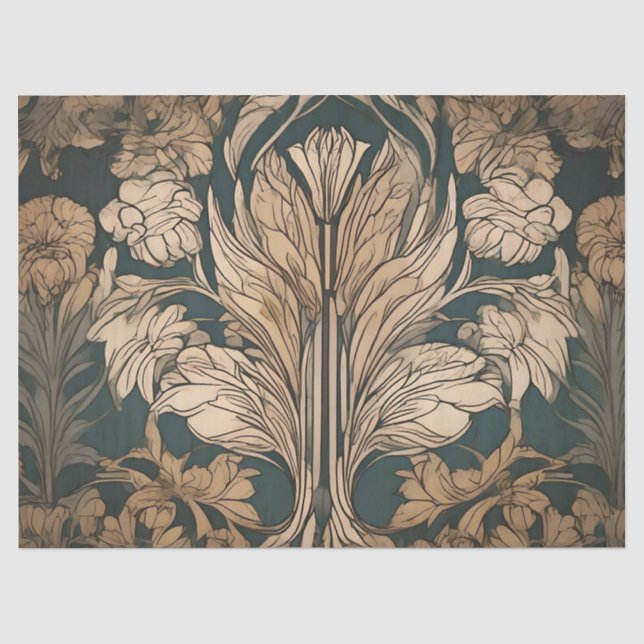Papier Mousseline Art Déco Floral (Recto)