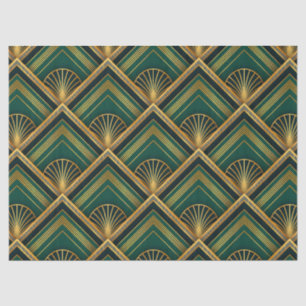 Papier Mousseline Art Déco Livre vert et or Découpage Tissu
