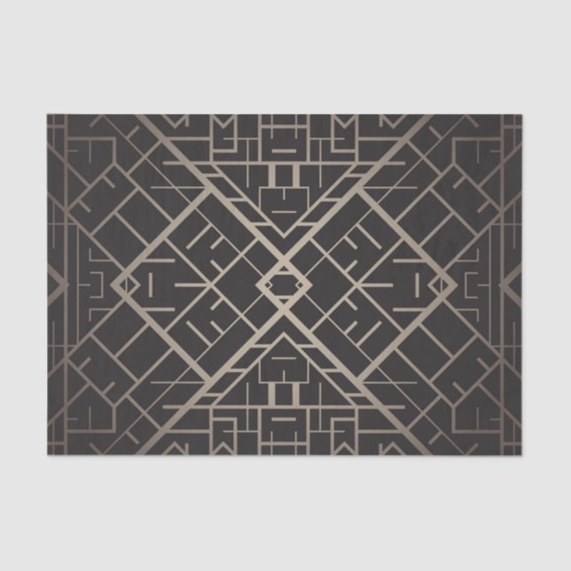 Papier Mousseline Art déco, nouveau, argent, noir, élégant, chic, (Recto)