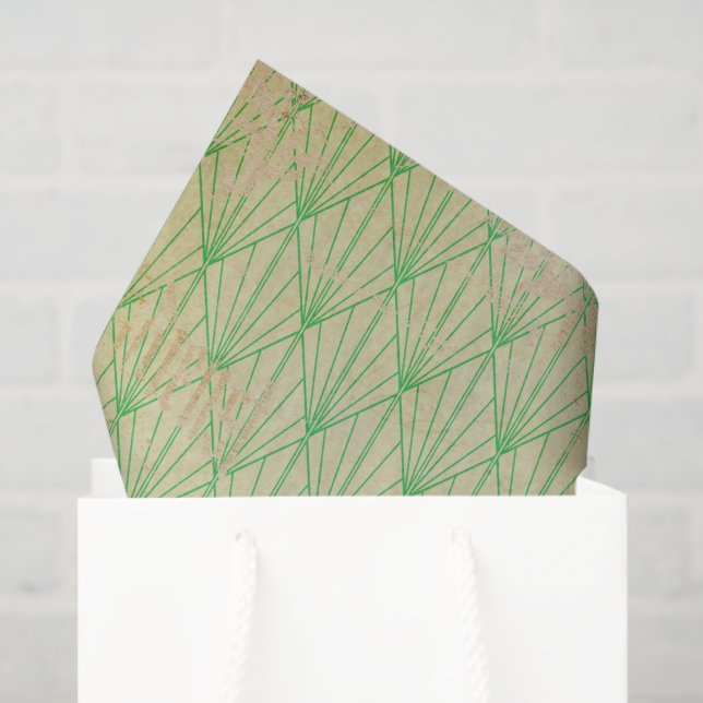 Papier Mousseline Art Déco Vert (Sac cadeau)