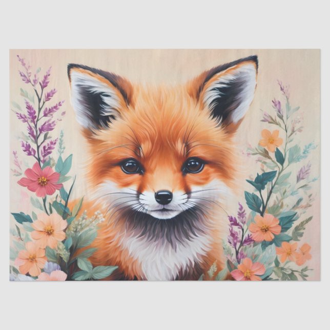 Papier Mousseline Art Floral Fox Cub (Recto)