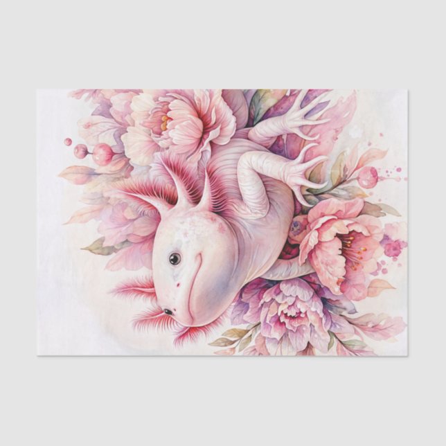 Papier Mousseline Art Floral Rose Axolotl (Recto)