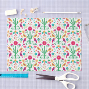 Papier Mousseline Art floral traditionnel mexicain Couleurs vives