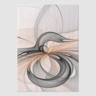 Papier Mousseline Art fractal moderne gris sienne anthracite abstrai