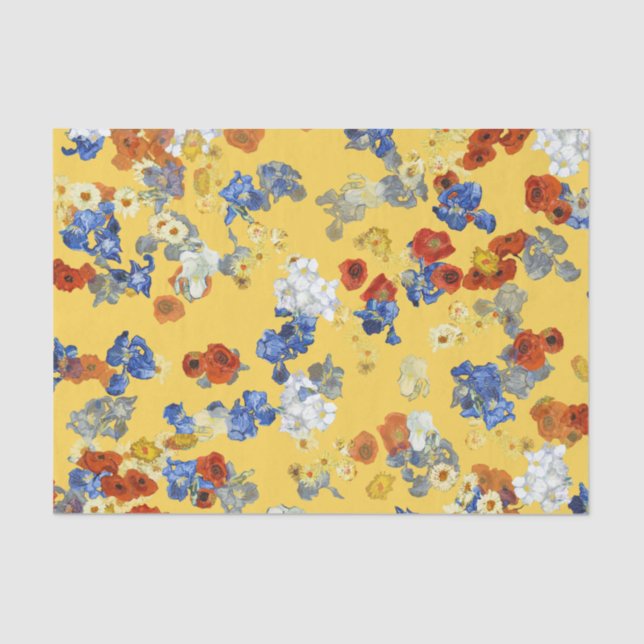 Papier Mousseline Art moderne Van Gogh Fleurs sur Jaune (Recto)
