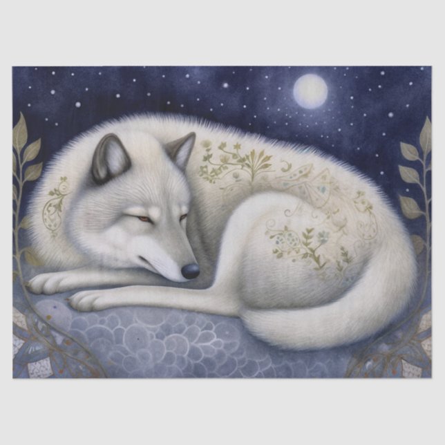 Papier Mousseline Art mystique du loup arctique Boho (Recto)
