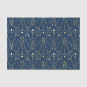 Papier Mousseline Art Nouveau. Bleu.