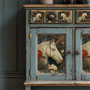 Papier Mousseline Art Nouveau Botanique William Morris Style Unicorn