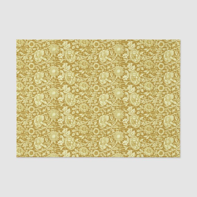 Papier Mousseline Art Nouveau Carnation Damas, moutarde et jaune (Recto)