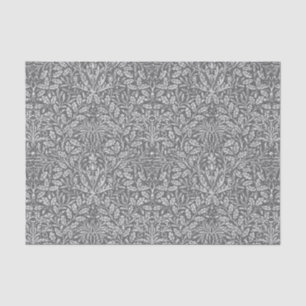 Papier Mousseline Art Nouveau Damas floraux, gris argenté / gris