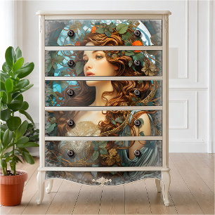 Papier Mousseline Art Nouveau Déesse de l'Été élégante victorienne
