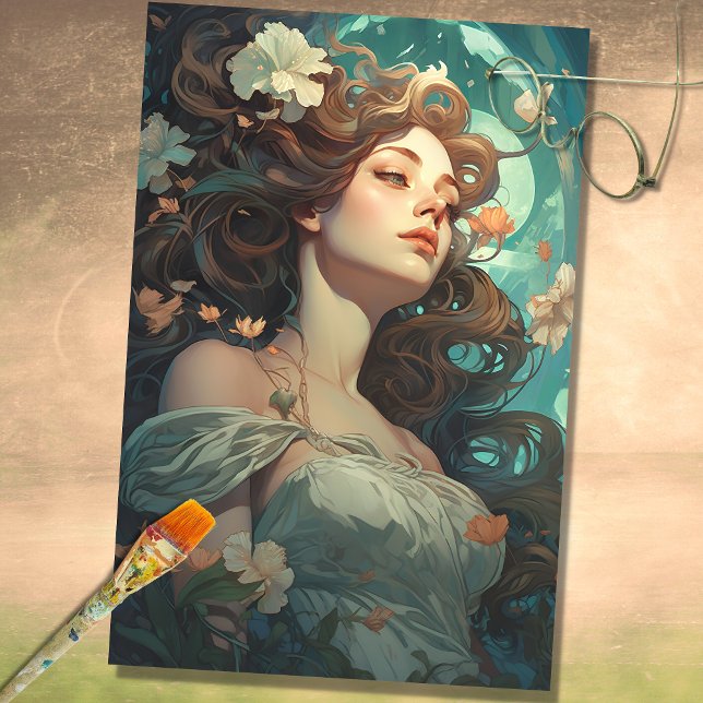 Papier Mousseline Art Nouveau Femme 1 Découpage papier (Créateur téléchargé)