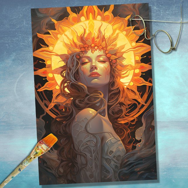 Papier Mousseline Art Nouveau Femme comme Sun 1 Découpage papier (Créateur téléchargé)