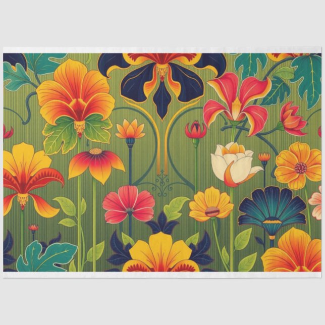 Papier Mousseline Art Nouveau Floral Decoupage (Recto)
