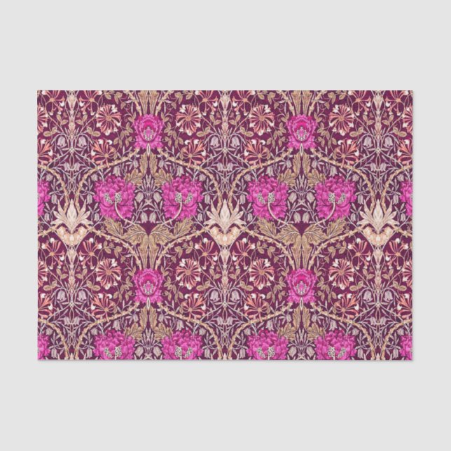 Papier Mousseline Art Nouveau floral, prune, beige et Deep Purple (Recto)