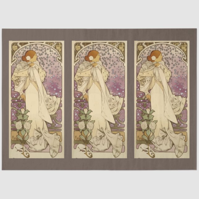 Papier Mousseline Art Nouveau Lady 11 Découpage Papier de tissus (Recto)