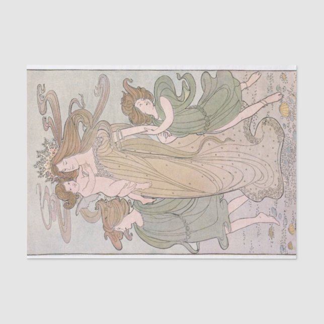 Papier Mousseline Art Nouveau Mère Enfants Sea Queen Découpage (Recto)