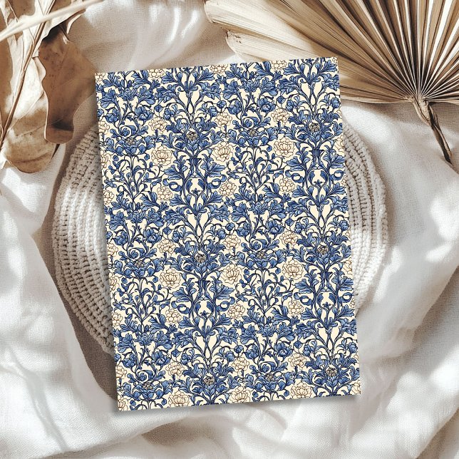Papier Mousseline Art nouveau Morris bleu marine et ivoire pastel (Art nouveau Morris navy blue and ivory pastel Tissue Paper)