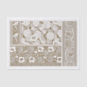 Papier Mousseline Art Nouveau Nasturtiums par Artiste Français 1896