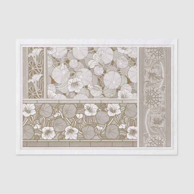 Papier Mousseline Art Nouveau Nasturtiums par Artiste Français 1896  (Recto)