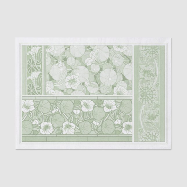 Papier Mousseline Art Nouveau Nasturtiums par Artiste Français 1896  (Recto)
