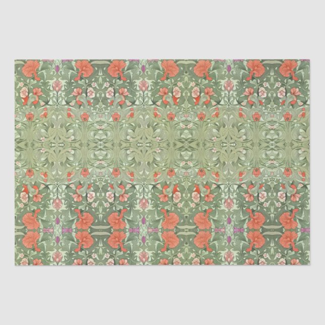 Papier Mousseline Art Nouveau Victorien Floral Inspiré Motif Wrapp (Recto)