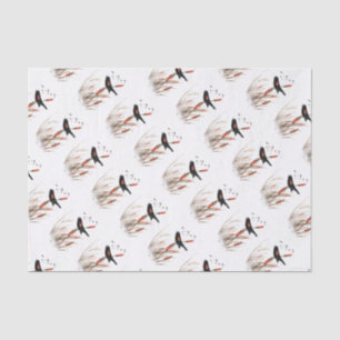 Papier Mousseline Art rouge de nature d'oiseau de merle d'aile