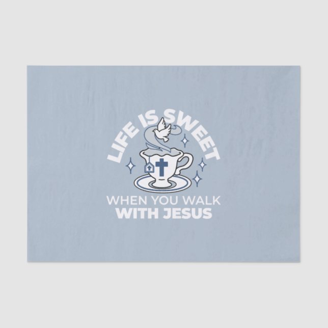 Papier Mousseline Art Vivant Fidèle - Teacup avec Croix et Dove (Recto)