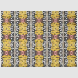 Papier Mousseline Artiste Maroon Jaune Grand Géométrique Abstraite