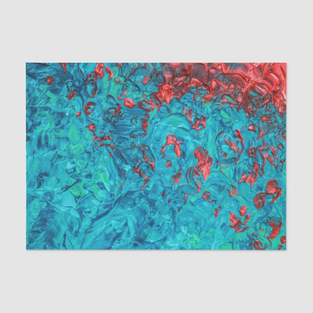 Papier Mousseline Artiste Neon Orange Turquoise Vert Acrylique Peint (Recto)